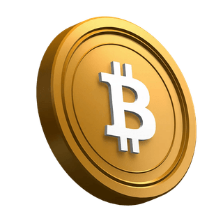 Ontwerp van de hero-sectie met een gekantelde Bitcoin (BTC)-munt