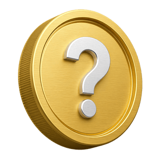 Op de FAQ-pagina staat een decoratieve gouden 3D-munt met een vraagteken